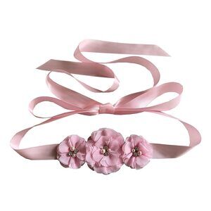 Bridesmaid And Flowergirls Sashes Wedding Sash Pearls Flowers Belts (pink) 95😁